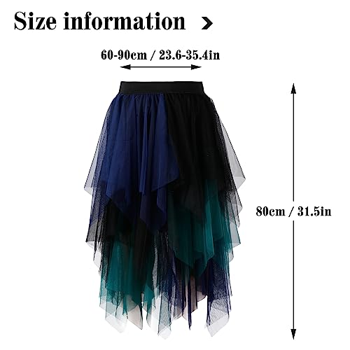 Women's A Line Tulle Midi Skirt Tiered Petticoat Skirts Tea-Length Elastic Waist Tutu Skirts Size for XXS-M3