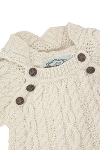Aran Crafts Baby Traditional Irish Lace Stitch Hooded Sweater (HD4558-12/18-NAT), Natural, 12 Months - Image 3