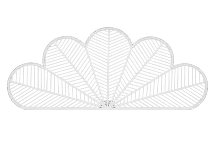 DRW Cabecero de Cama para 150 180 cm Forma de Flor Natural 190x2,5x81 cm