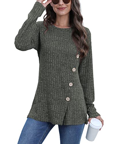 Image of JomeDesign Long Sleeve Shirts for Women Crew Neck Lightweight Sweater Loose Casual Tunic Tops