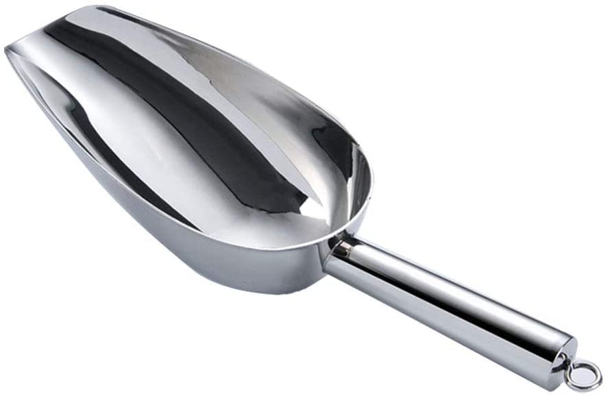 Cuchara para Helado de Acero Inoxidable, Cuchara para Helado, Cuchara para Comida Comercial, Ideal para Cocina, Bar, Cubo de Hielo, harina y Dulces (Plateada, 16,6 x 5,2 cm [7 x 2 Pulgadas])