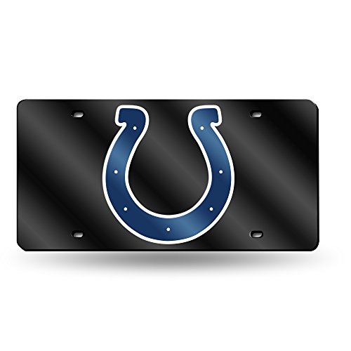 Rico Industries NFL Indianapolis Colts - Black Laser Inlaid Metal License Plate Tag , 6 x 12