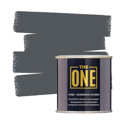 THE ONE All-In-One Farbe & Grundierung - Dunkelgrau, 250 ml | Formel für mehrere Oberflächen mit 1 Anstrich | Einfache Innen- und Außendekoration für Wände, Böden und Möbel in Haus und Garten
