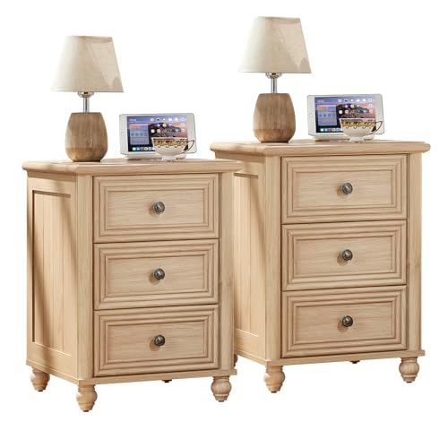 RWYHG 18" Night Stand Set 2, Nightstand with 3 Drawers