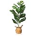MOSADE Artificial Fiddle Leaf Fig Tree 37Inch Fake Potted Ficus Lyrata Plant with Handmade Seagrass Basket, Perfect Faux Plants Home Décor for Indoor Outdoor Office Porch Balcony Bedroom Bathroom Gift