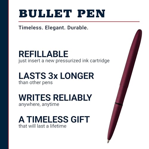 Image of Fisher Space Pen Black Cherry Cerakote Finish Bullet Pen, Pressurized Ballpoint Pen, Compact Size, Writes Upside Down, Extreme Temperatures, Black Ink, Medium Point, Made in the USA