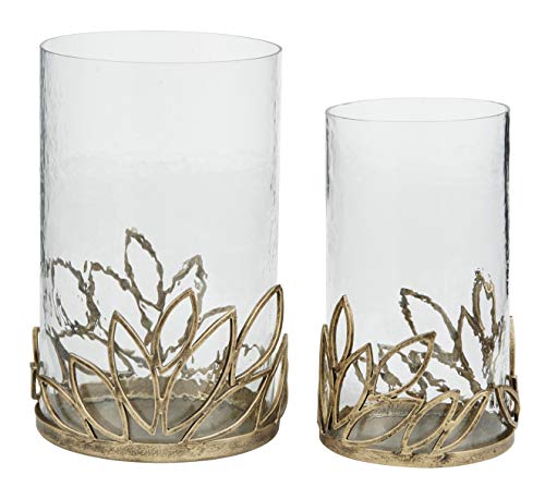 Signature Design By Ashley Pascal 2 Piece Glass Pillar Candle Holder Set, Gold #TOP25