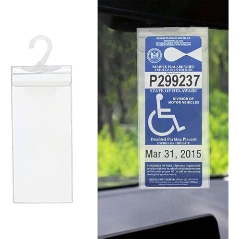 Wogomz Car Handicap Placard Holder, Ultra Transparent Disabled Parking Permit Protective Cover, Disability Parking Placard Protector with Large Plastic Hanger, Car Accessories Cover