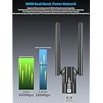 USB WiFi 6 Adapter with Bluetooth 5.4 Dual Band 2.4/5GHz, AX900Mbps USB Wireless Network Adapter with 5dBi Antenna for Desktop/Laptop, 802.11ax, WPA3, Compatible with Windows 11/10/8.1/8/7 - Image 4
