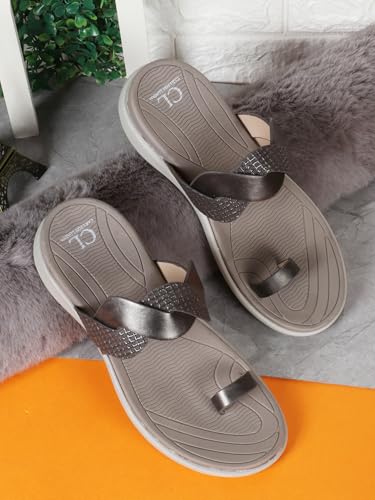 Image of Carlton London Women's Comfort Sandals | Stylish Slip on Flats with Cushioned Soles | Trendy Lightweight Durable & Comfortable Fashion Sandal for Outdoor Use
