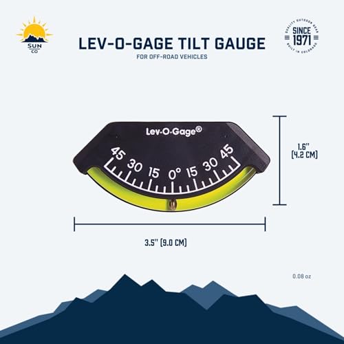 Sun Company 201-F Lev-o-gage Inclinometer | USA-Made Level Gauge for Off-Road Vehicle, Jeep, Truck, RV, Camper, Trailer, or Boat