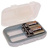 9V Portable Battery Storage Case - Holds 4, Gray Liner with Traction Feet