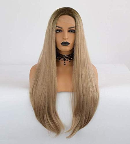 Lace Front Wig Luckyfine Natural Wavy Wig,Golden Blonde Curly Synthetic Hair Daily Use Side Parted High Temperature for…