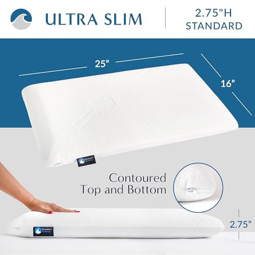 Bluewave Bedding UNKNOWN Ultra Slim Gel Memory Foam Pillow For Stomach And Back Sleepers - Thin thumb #1