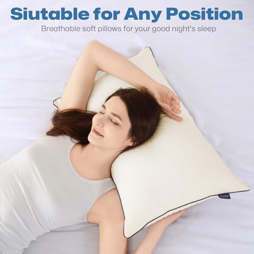 GOHOME Pillows Standard Size Set of 4 - Bed Pillows for Sleeping 4 Pack, Cooling Supportive Hotel Pillows with Premium Soft Down Alternative Fill for Side Stomach and Back Sleepers
