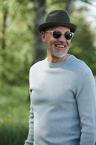 CHILLOUTS Yala Hat, grau, S-M - Pork Pie Trilby Mix Hut Herren, Unisex Sommerhut, Hochwertiger Trilby Leicht, Stilvoller Pork Pie Herren Verstellbar, Hut Männer Elegant