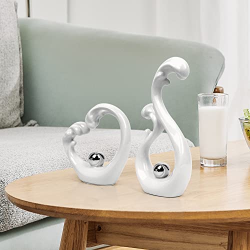 Norrclp Home Decor Modern Abstract Art Ceramic Statue, Ocean Waves Shape Table Decorations For Dining Room Living Roomoffice Centerpieces (White) #TOP4