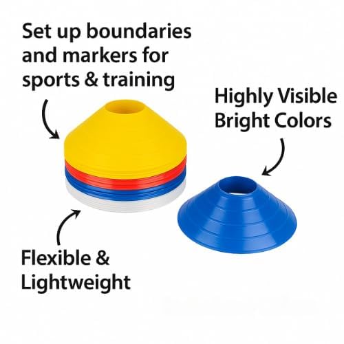 JAXTON Speed Training Kit with 6 Inch Marker Cones Set of 10+ Football Cones Pack of 6+ 1 Agility Ladder 4 Meter for Soccer, Football, Fitness, Speed & Agility Training (Combo 4) 1