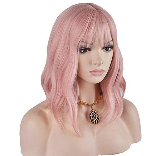 guohanfsh Peruca de cabelo sintético ondulado curto para mulheres, fibra resistente ao calor, cabelo