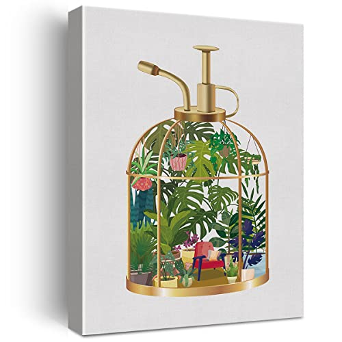 Modern Botanical Art Canvas Wall Decor, Terrarium And Plants Art Print Framed Poster 12 X 15 Inch Painting Decoration For Home Bedroom Living Room #TOP7