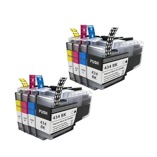 Compatible con Cartucho de Tinta Brother LC434 LC 434 LC434XL for Impresora DCP-1200W DCP1200W(2SET BK C M Y)