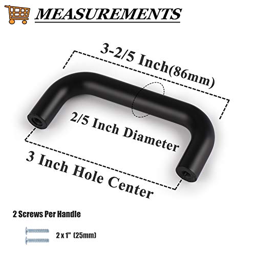 Probrico (10 Pack) Black Cabinet Pulls Modern Euro Drawer Pull Handles 3 Inch(76Mm) Hole Center Kitchen Cabinet Hardware Plastic Handles Dresser Pulls #TOP25
