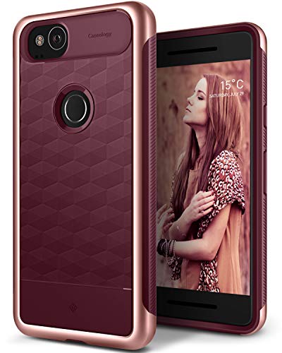 Caseology Parallax for Google Pixel 2 Case (2017) - Award Winning Design - Burgundy