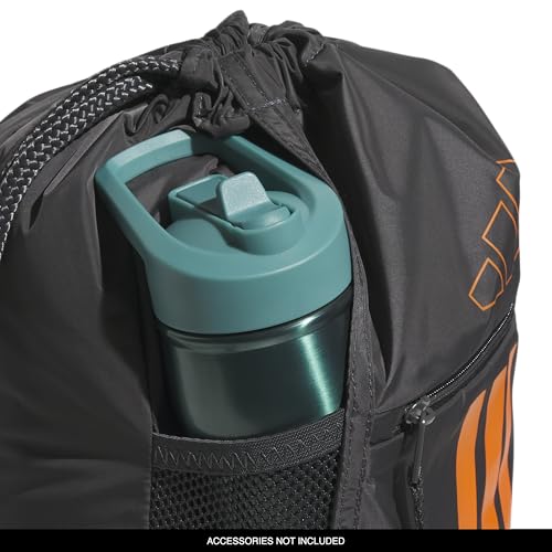 Image of adidas Alliance Sackpack - Drawstring Backpack Small Bag for Men and Women, 3 /Grey Six /Pure Orange, One Size, Alliance Sackpack - Drawstring Backpack Small Bag for Men and Women