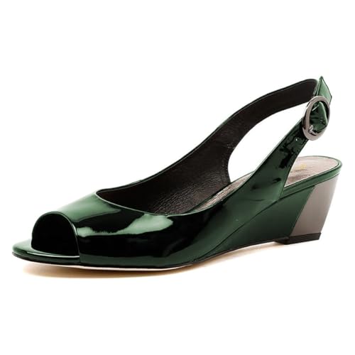 FOWT Women Sexy Peep Toe Pumps Wedge Low Heel Slingbacks Slip on Stable Daily Dance Shoes Size 4-16 US