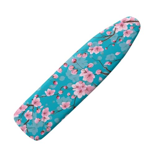 Image of Cherry Blossom Pattern Ironing Board Cover - 15 x 54 Elastic Edge, Stain Resistant & Long-Lasting, Easy Installation in Laundry Room