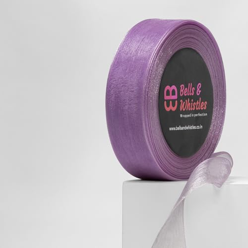 Image of Bells&Whistles Sheer Organza Ribbon | Pack of Two | Length: 50 Yards Width: 1 inch | Christmas Ribbon Saini Pustak Bhandar