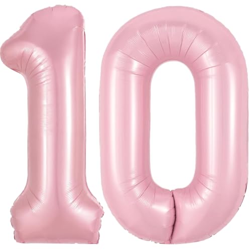 Image of Number Balloons Pink Party Balloon - Giant Number 10 Balloon, 40 Inch Large Balloon, Birthday Decorations for Women, Birthday Balloon for Anniversary Baby Shower Princess Party Decorations