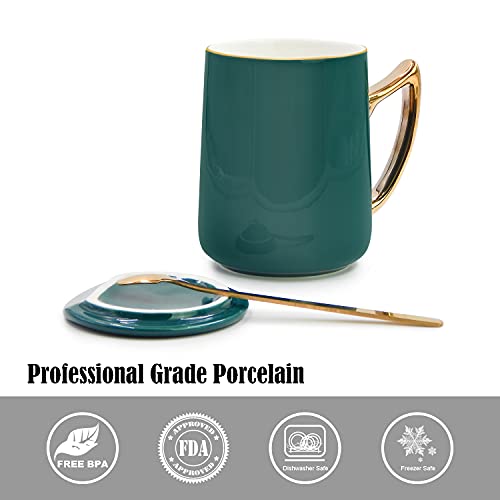 Taza de cerámica mate con cuchara y tapa 450 ml miniatura 3