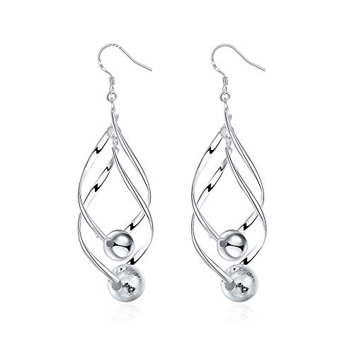 Womens Classic Double Linear Loops Design Twist Wave Earrings for Women Girls