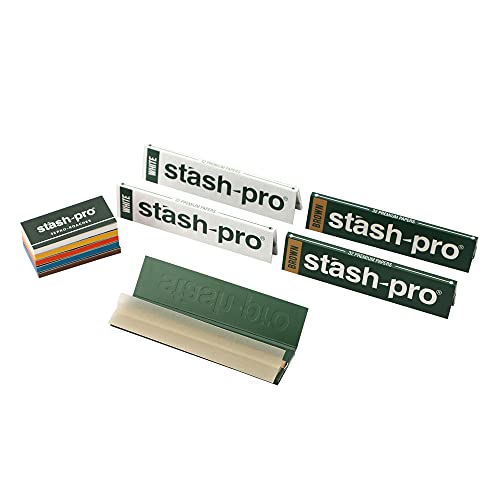 Image of Stash-Pro Smoking Rolling Paper, 3 Pieces with White Smoking Rolling Paper, 2 Pieces with 5 Roach Books, Brown