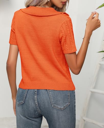 Image of MINTLIMIT Women's Short Sleeve Sweater Tops Lightweight Pullover Shirts 2025 Spring Summer Trendy Casual Blouses