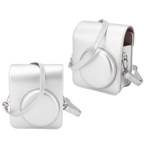 Custodia Protettiva per Fotocamera IstantaneaMini 40 Borsa con Tracolla Regolabile per Istantanea Mini 40 argento pelle sintetica