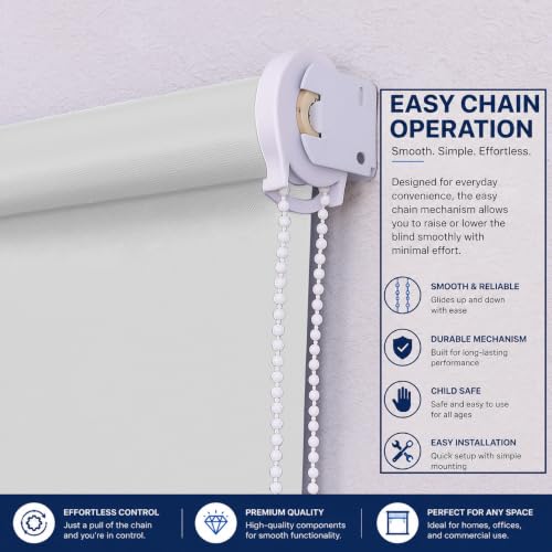 Image of 100% Blackout Roller Blind for Windows|Room Darkening & Privacy Protection Window Shade Blinds|Home, Bedroom, Living Room & Office|White, 2.5X10 Feet, Pack of 1