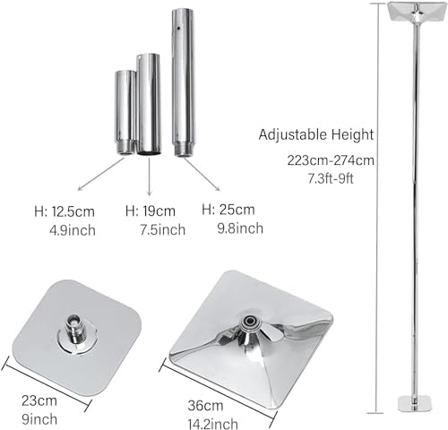 Removable Dance Pole for Ceiling 9ft-12ft, Heavy-Duty Stainless Steel Stripper Pole, Max Load 400 LB, Ideal for Apartments & Home Workouts