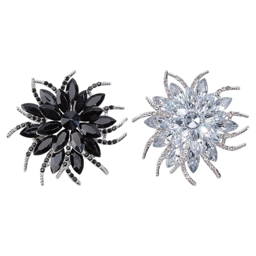 DELORIGIN Broches con strass para mujer 2 colores Grandes broches brillantes de cristal para boda aniversario fiesta baile ceremonia ropa sombrero bolso joyería, 140 x 31.5cm