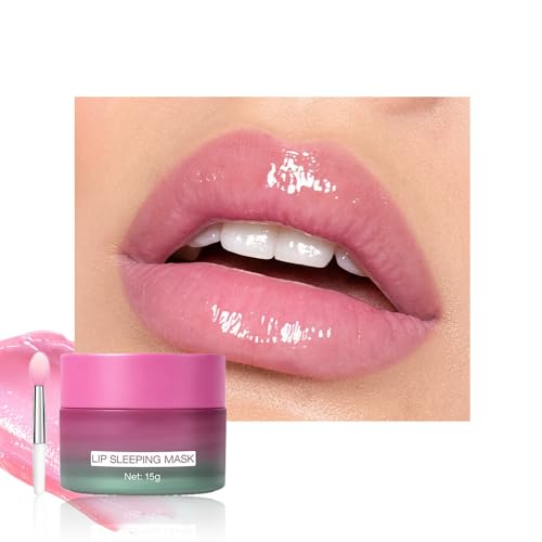 Image of FeiCuiYun Lip Sleeping Mask, Moisturization and Antioxidants, Nourish, Hydrate, Flaky, Dry Lips, Includes Softapplicator Brush (06#Strawberry, 1Pcs)