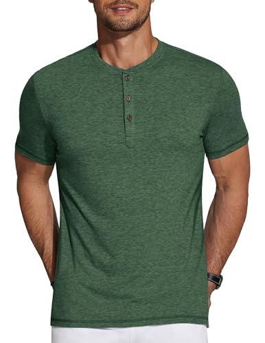 Image of COOFANDY Men's Henley Shirts Short Sleeve Casual Basic Tee Summer Button Henley Soild T Shirts