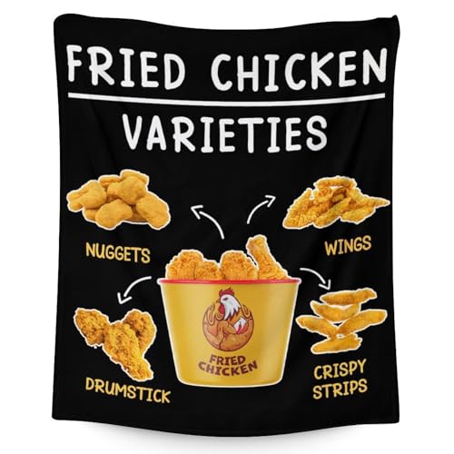 Mercuryelf Chicken Nugget Blanket - Soft, Fuzzy & Warm - 30x40 Inches Small Throw Blankets for Lap, Crib - Black Novelty Throws Gift for Kids
