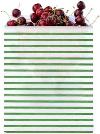 Lunchskins Sealable Paper Quart Bags, Green Stripe, 50 Count Box