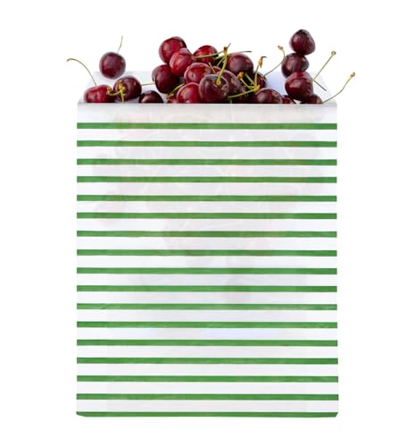 LunchSkins RB-50-QUART-STRIPE Sealable Paper Quart Bags, Stripe, 50 Count Box, Green