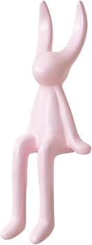 Pink Ceramic Sitting Statue Shelf Decor with Long Ears Abstract Animal Sculpture for Living Room Housewarming Gift, Small
