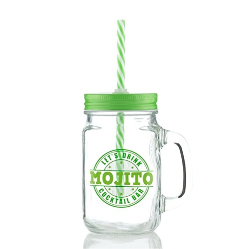 LAS COSAS QUE IMPORTAN Jarrita con Tapa y Pajita. Mojito Ideal Fiestas reuniones cumpleaños. De Cristal