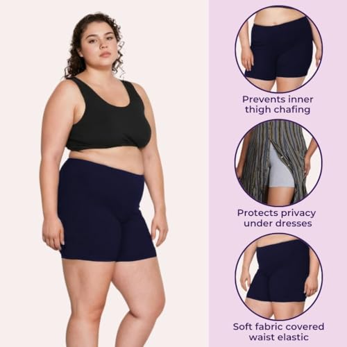 Image of Adira | Under Dress Shots for Women | Plus Size Women Tights Shorts | Soft & Comfy, Knitted Stretchy Fabric | Shorts for Dress | Women Inner Shorts | Plus Size | Pack of 2