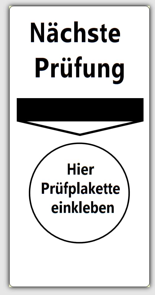 Grundplakette, Prüfetiketten, Nächste Prüfung Prüfplaketten, 68x34mm, PE-Folie weiß, selbstklebend, Grundetikett Prüfplaketten (100 Etiketten/Rolle)