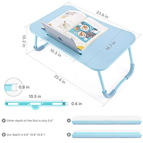 Nnewvante Lap Desk Bed Table Tray for Eating Writing Foldable Desk with iPad Slots for Adults/Students/Kids , Blue - Thumbnail 4